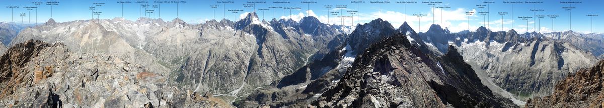 Panorama des Écrins depuis la Grande Aiguille de la Bérarde
